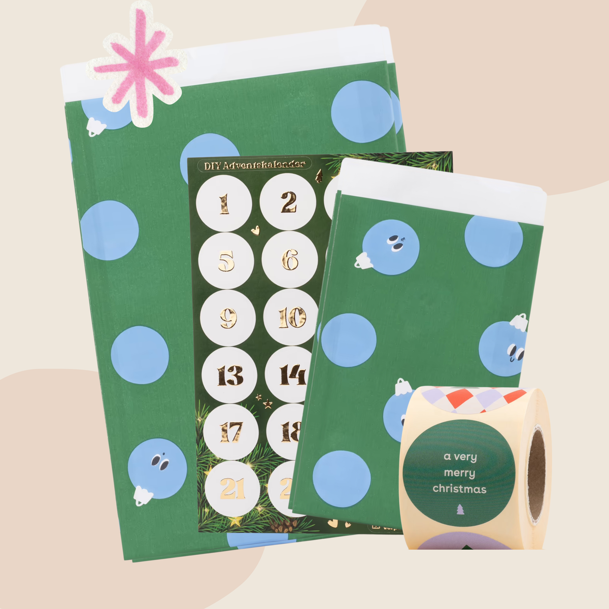Adventskalender Bundle - Peek-a-Boo Baubles, Grün / Blau