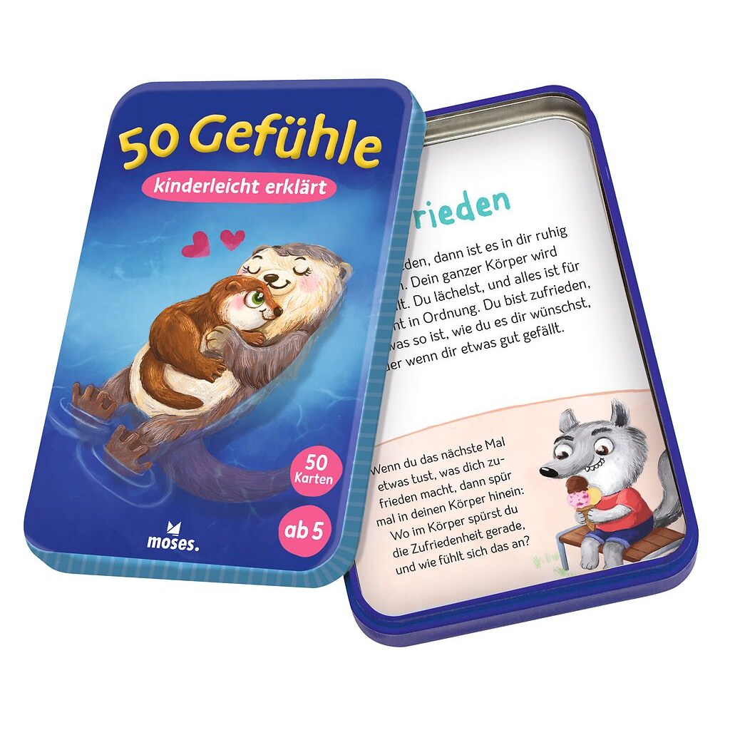 Offene Dose mit Karten