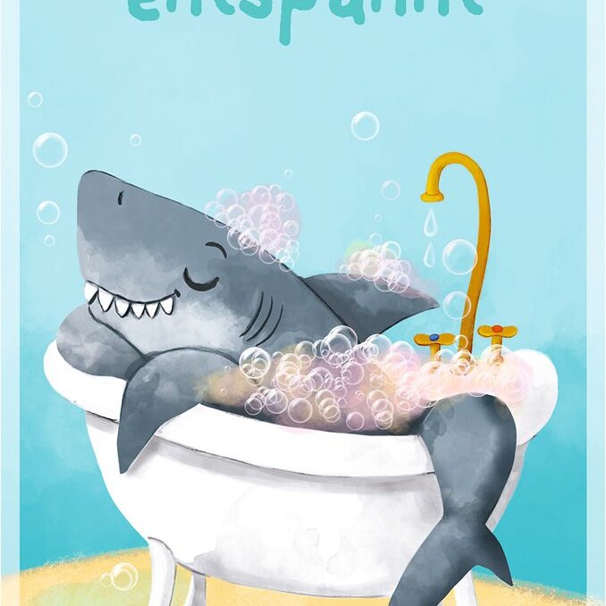 Karte Entspannt mit Hai in der Badewanne