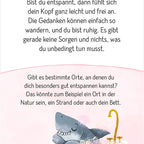 Kartenrückseite mit Text zum Entspannen