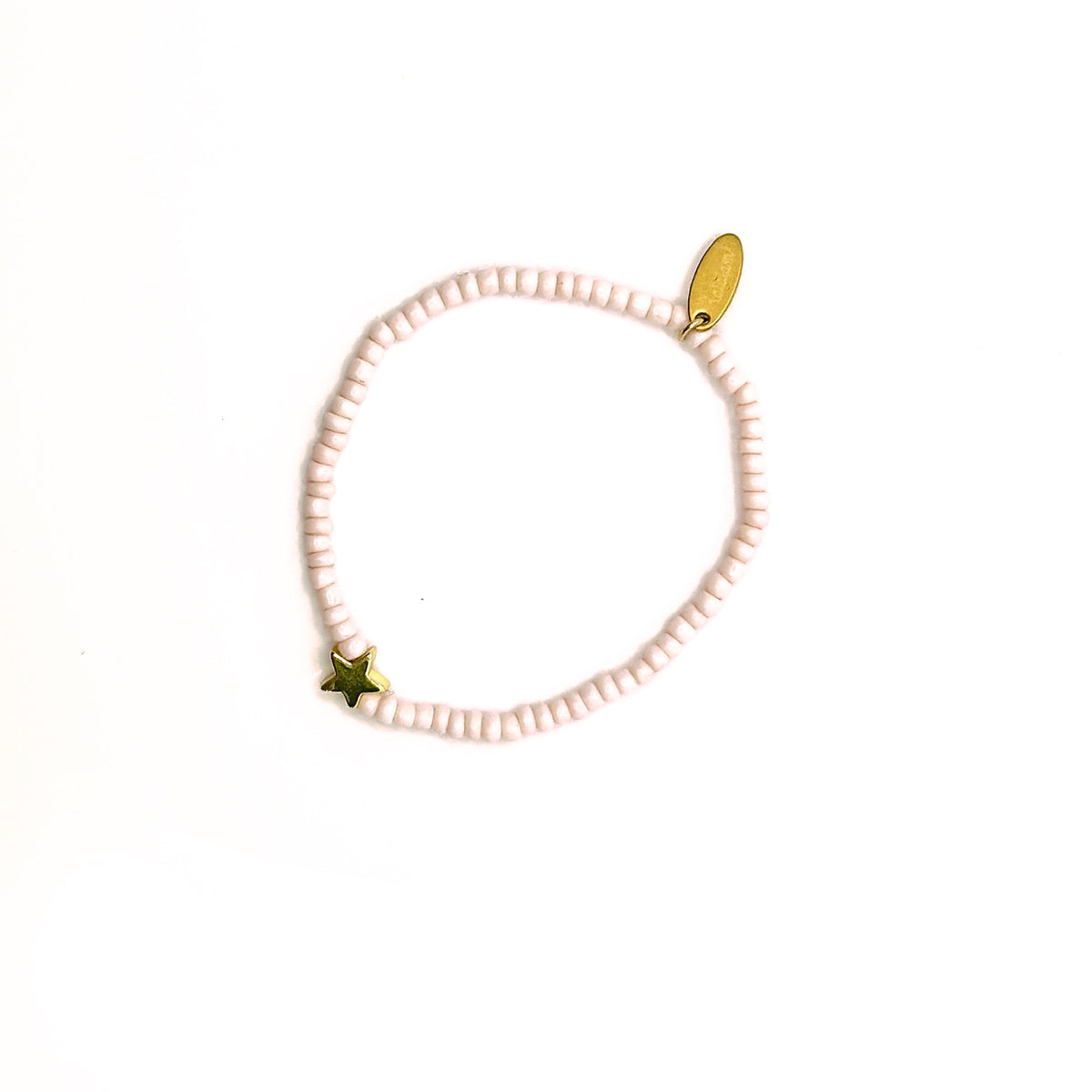 Elastisches Perlenarmband in Rosa mit goldenem Stern