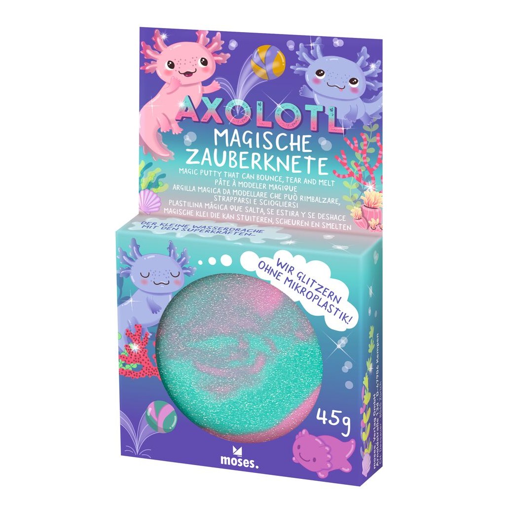 Magische Axolotl-Zauberknete, Farbe Rosa-Grün