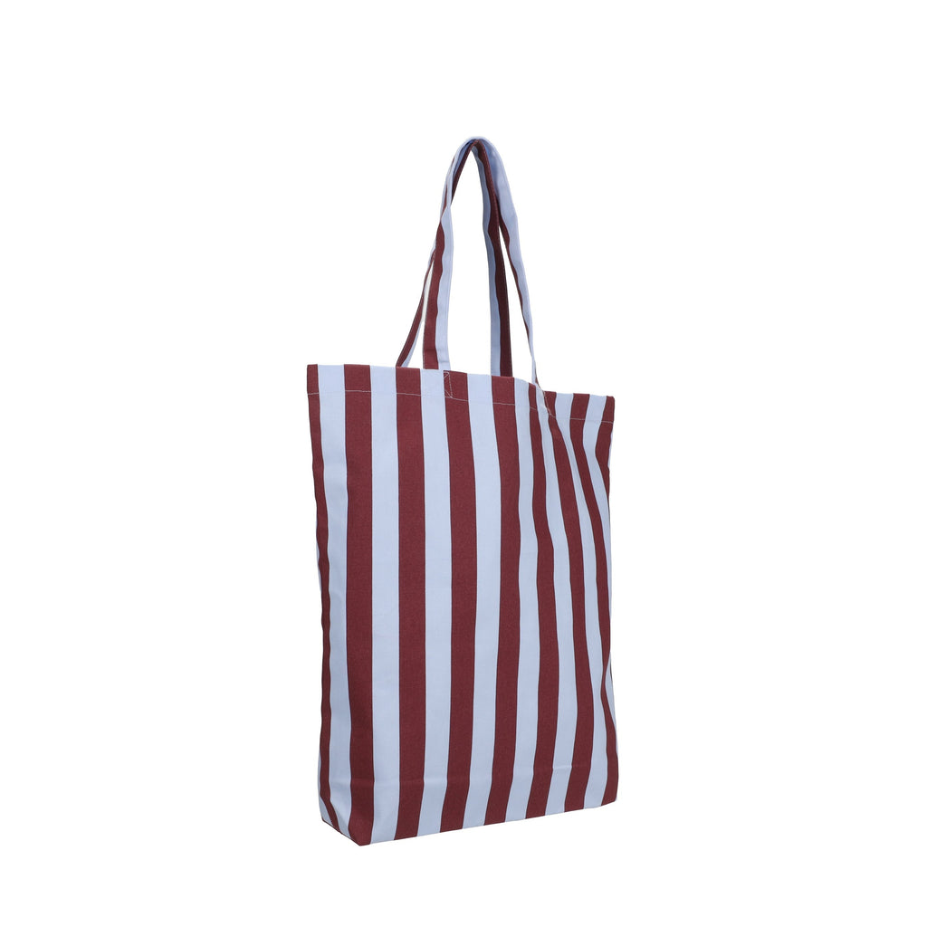 Baumwolltasche mit Streifen in Himmelblau und Feige