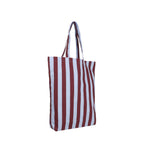 Baumwolltasche mit Streifen in Himmelblau und Feige