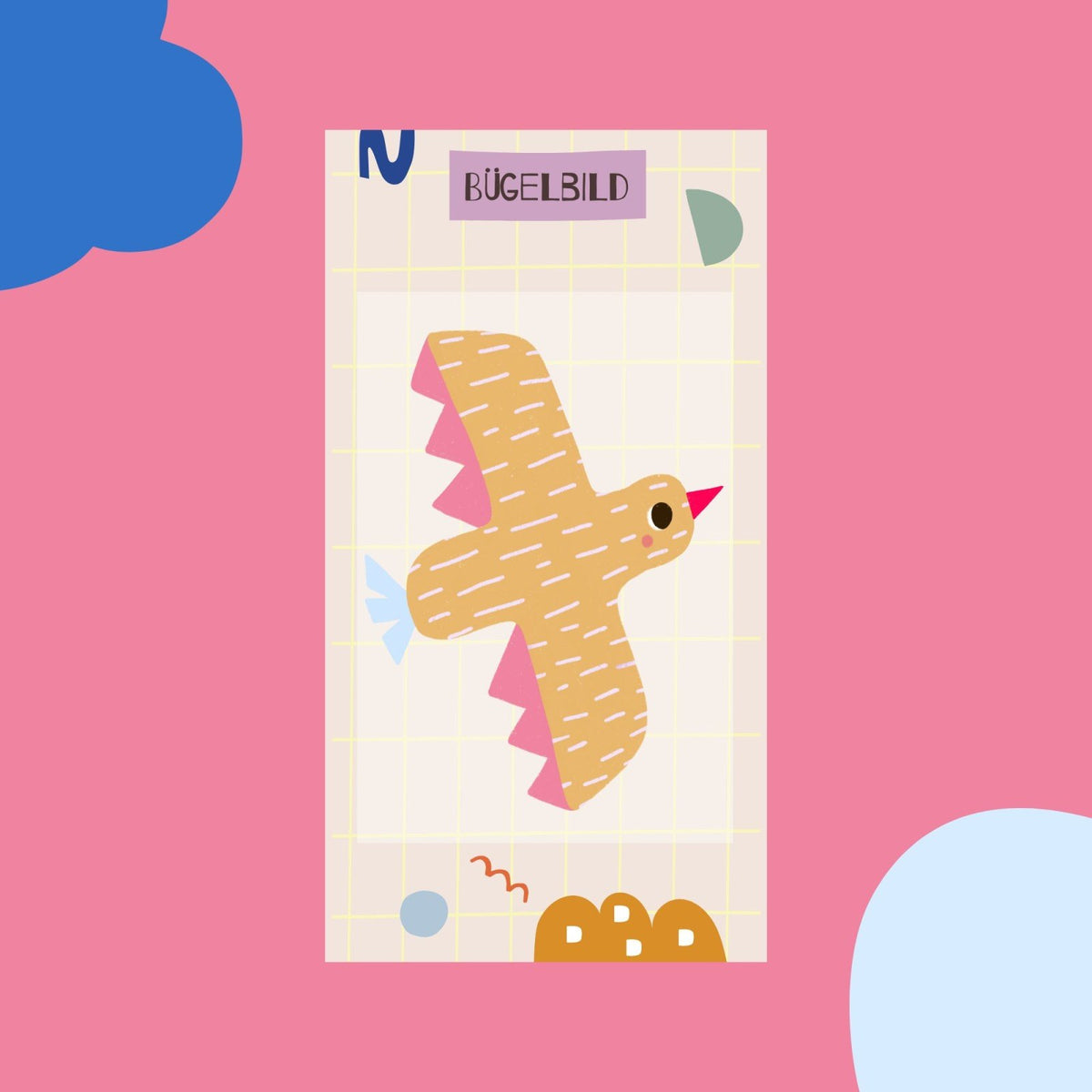 Bügelbild mit buntem Vogel
