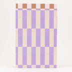 Flachbeutel Bold Stripes Flieder/Elfenbein, groß, offen, mit bedrucktem Innenrand