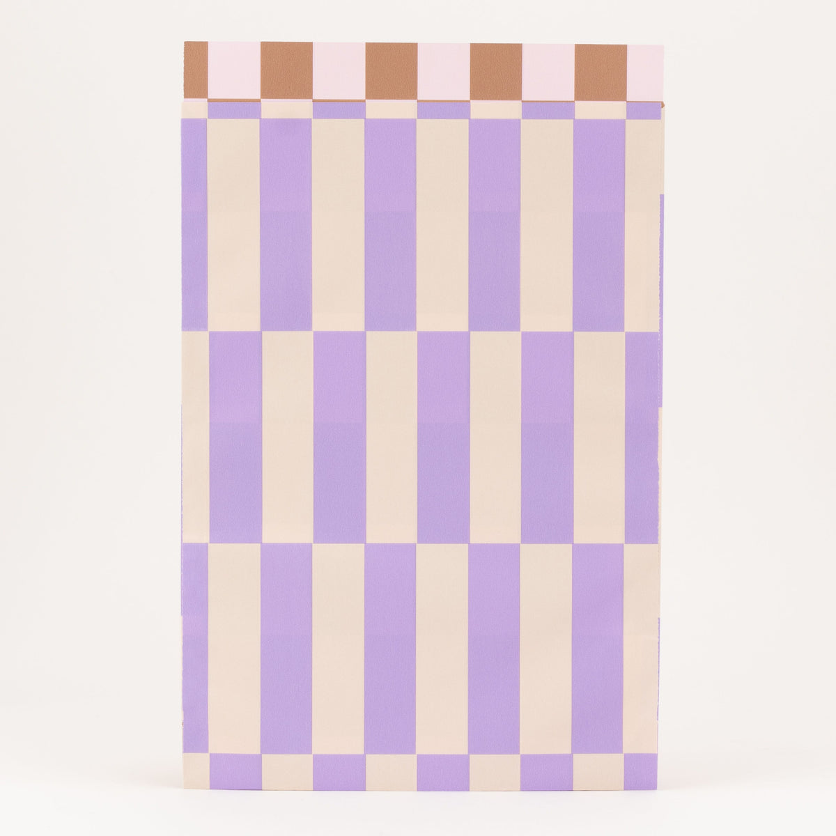 Flachbeutel Bold Stripes Flieder/Elfenbein, groß, offen, mit bedrucktem Innenrand
