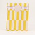 Flachbeutel Bold Stripes Gelb/Weiß, groß, verschlossen