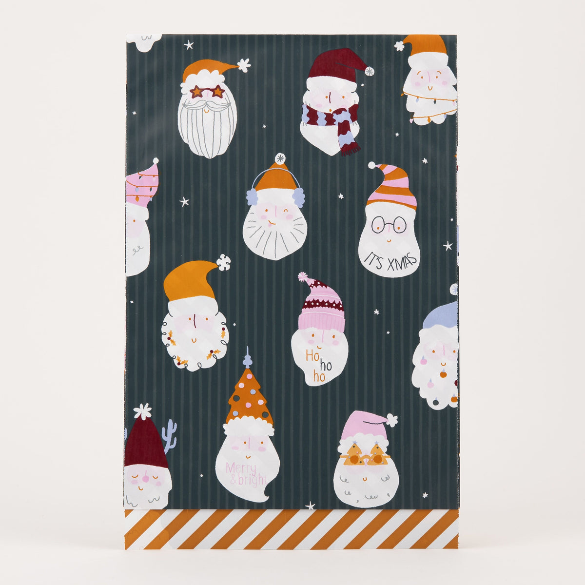 Flachbeutel Happy Santa, groß, offen, mit bedrucktem Innenrand