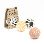 Flummis Zebra, Giraffe und Gepard mit Verpackung