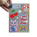 Glitzer-Stickerbogen mit Winkekatze und I can't adult today in der Hand