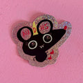 Glitzersticker schwarze Maus mit AuDHS auf den Ohren