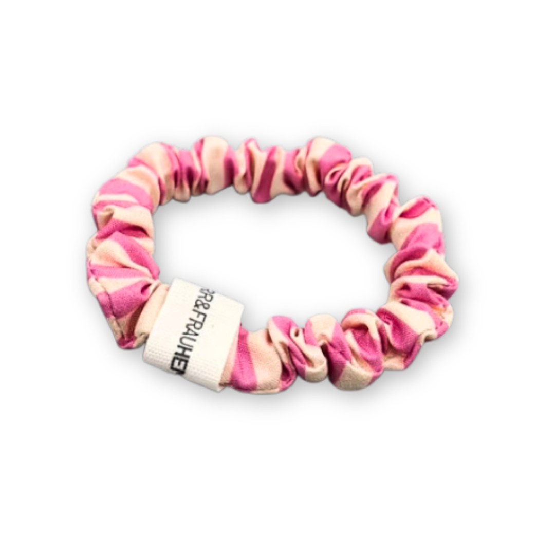 Schmaler Scrunchie in Beige und Pink