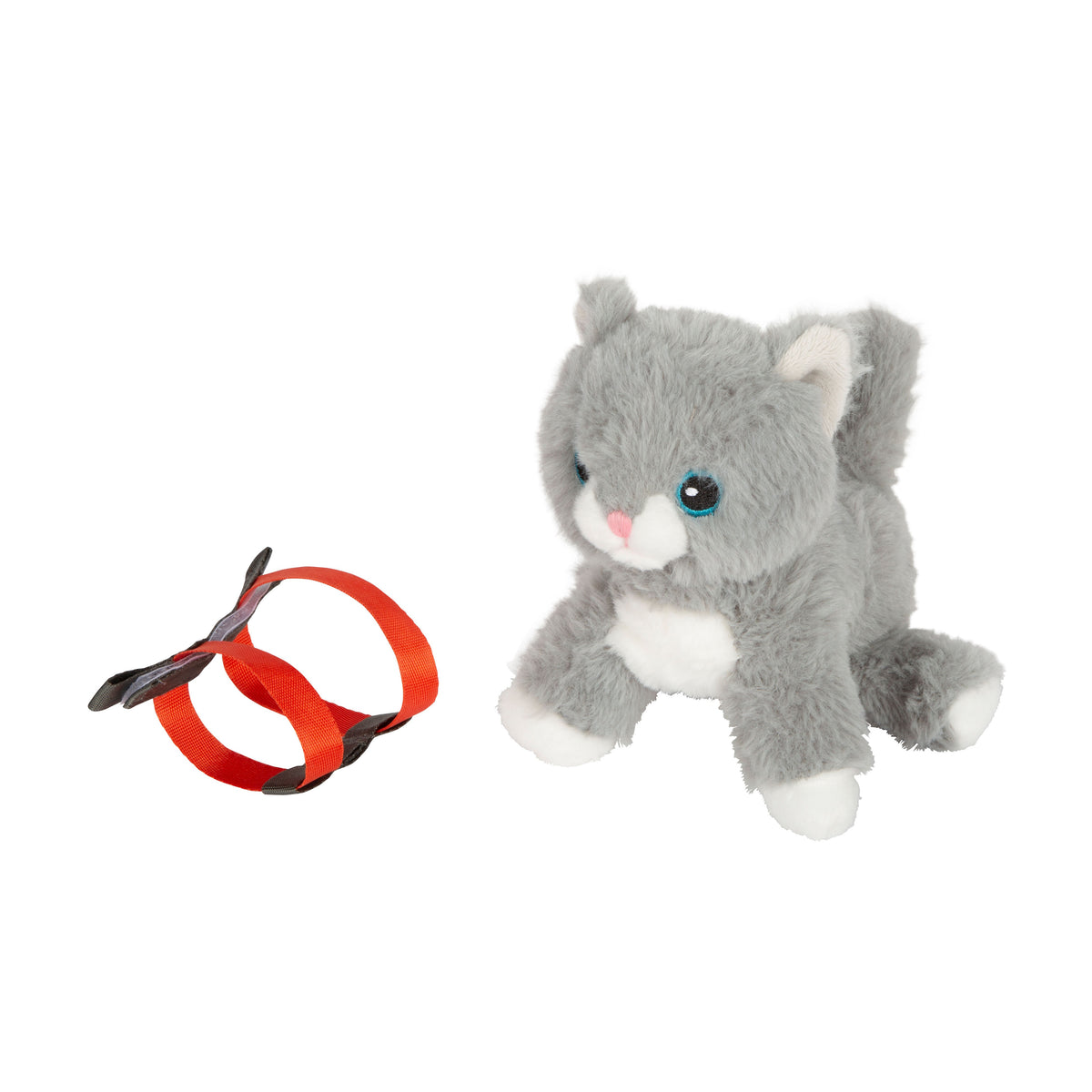 Plüschkatze mit abnehmbarem roten Halfter
