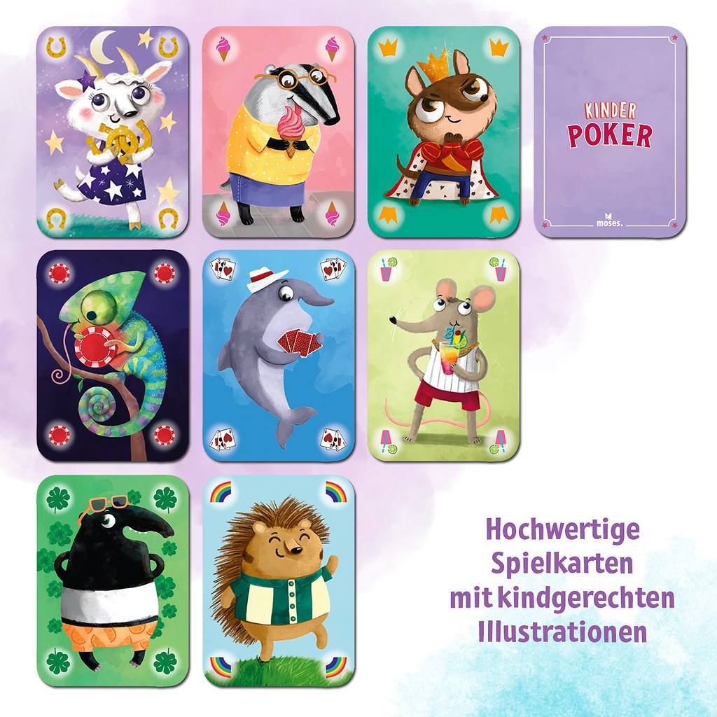 Übersicht der Spielkarten mit Tierfiguren