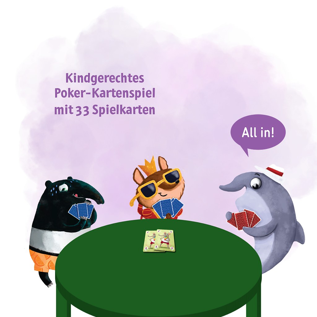 Tiere spielen Poker am Tisch
