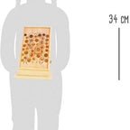 Maßzeichnung des Kletterpfads neben einer Kindersilhouette