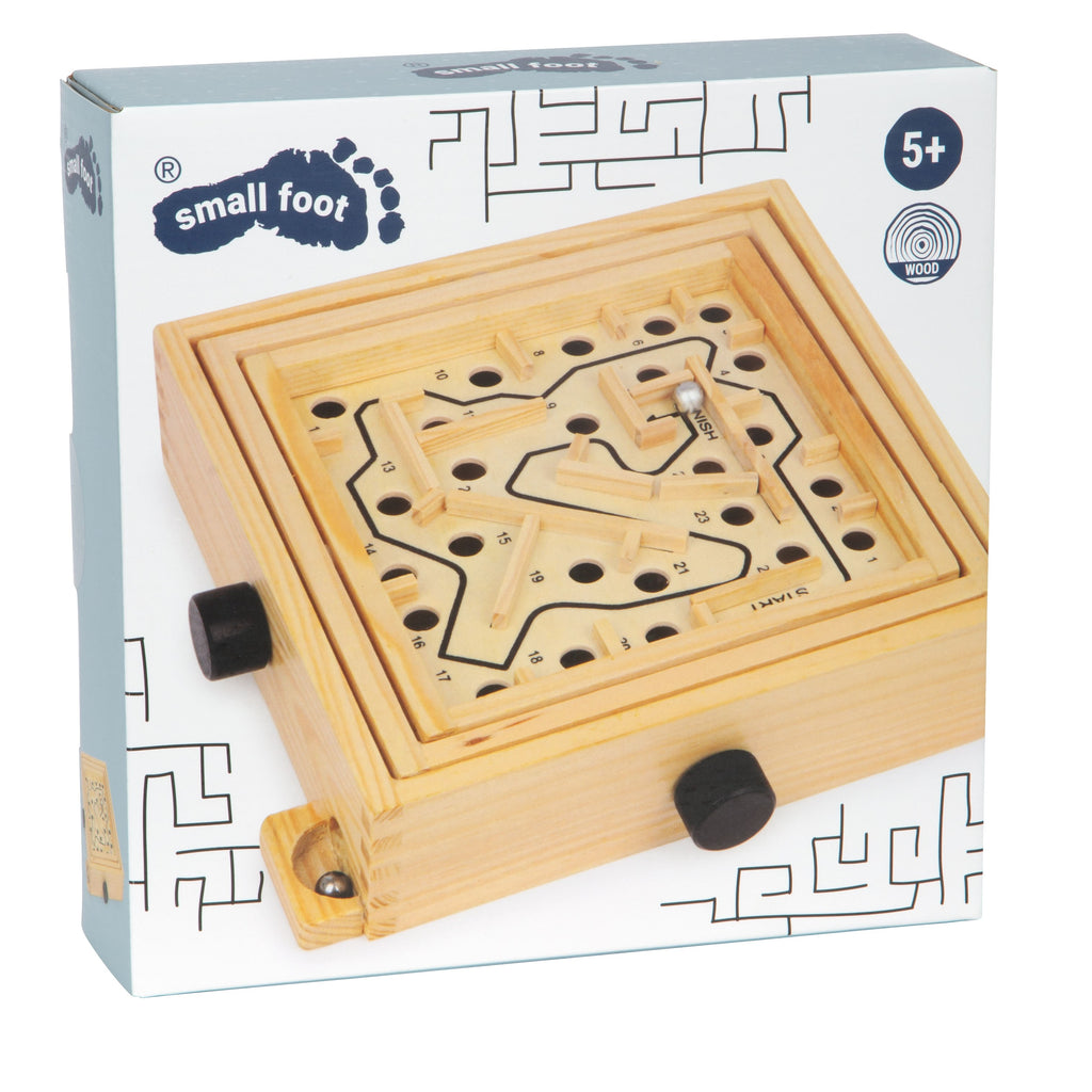 Verpackung des Kugellabyrinths mit Labyrinth-Muster