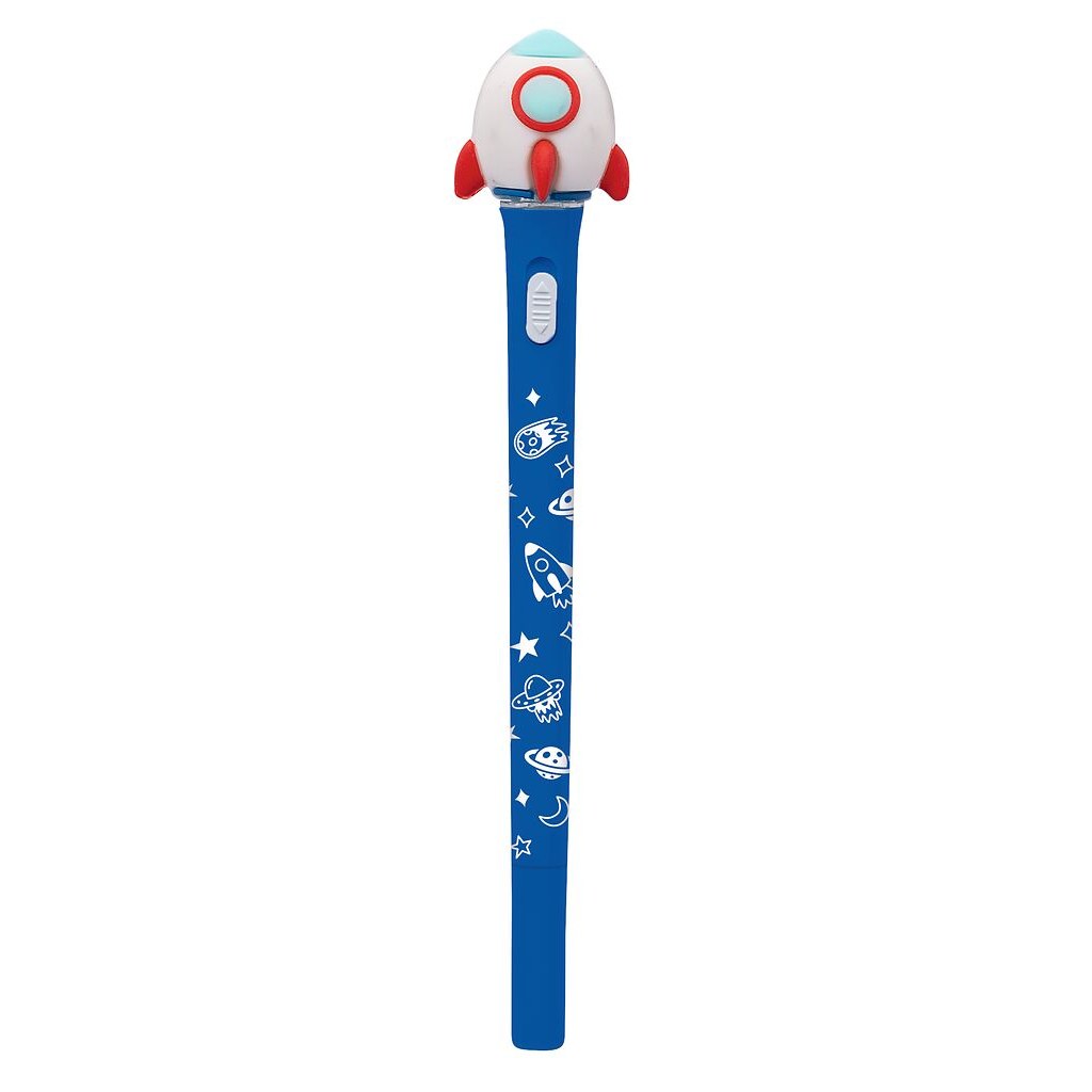 Light-Up Weltraumstift, Motiv Rakete blau