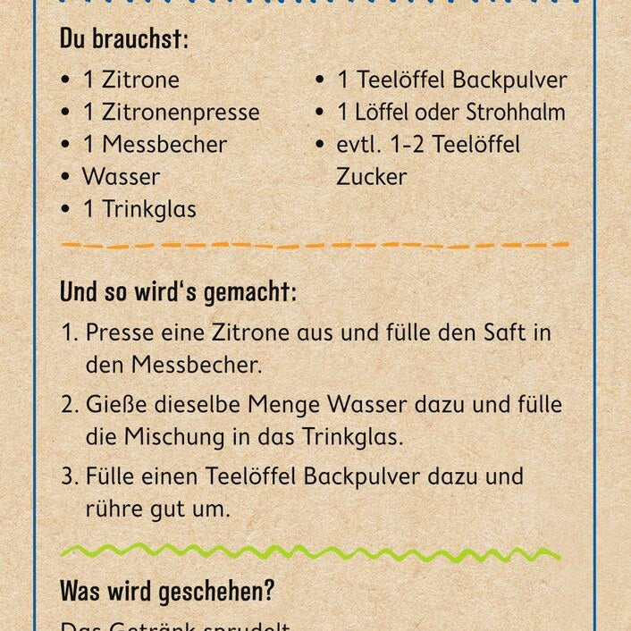 Anleitung mit Zutatenliste und Schritten