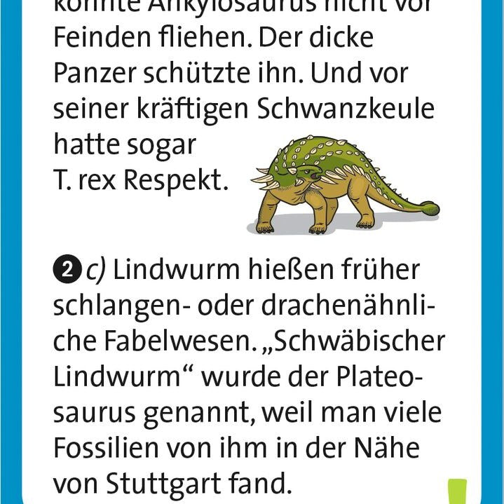 Fragekarte mit Ankylosaurus-Illustration