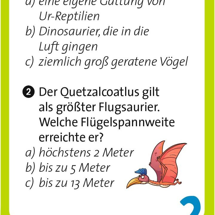 Fragekarte mit Flugsaurier-Illustration
