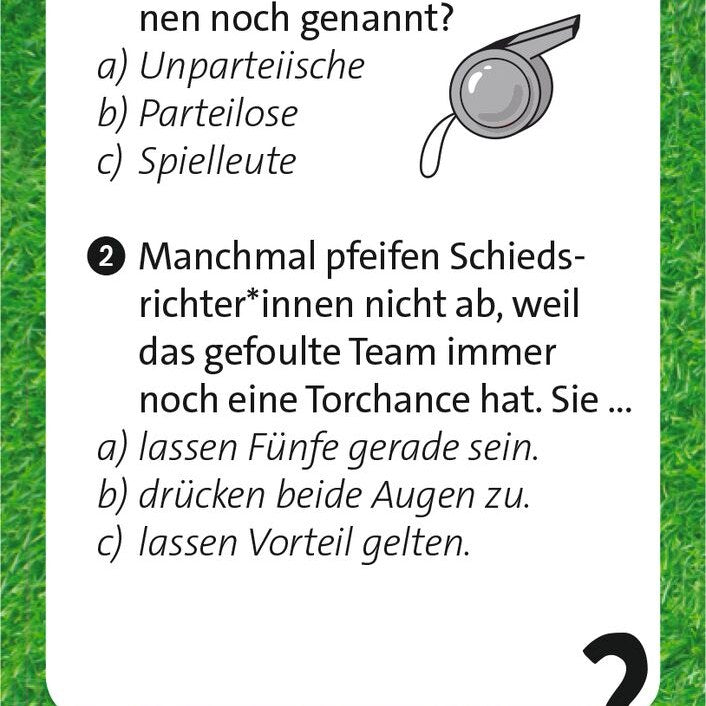 Fragekarte mit Pfeife und Antworten
