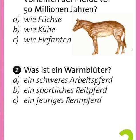 Fragekarte zu den Vorfahren der Pferde