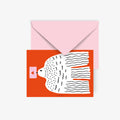 Postkarte mit weißem Vogel auf Orange