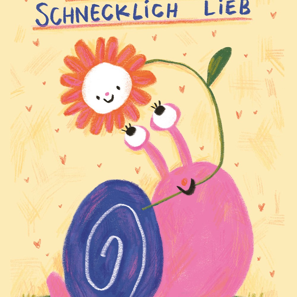 Print mit Schnecke und Blume und Schriftzug Ich hab dich schnecklich lieb