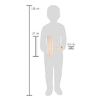 Maßzeichnung der Spielleiste neben einer Kindersilhouette