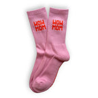 Rosa Socken mit rotem Schriftzug Wow Mom