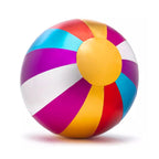 Stoffballon mit bunten Streifen und gelbem Kreis