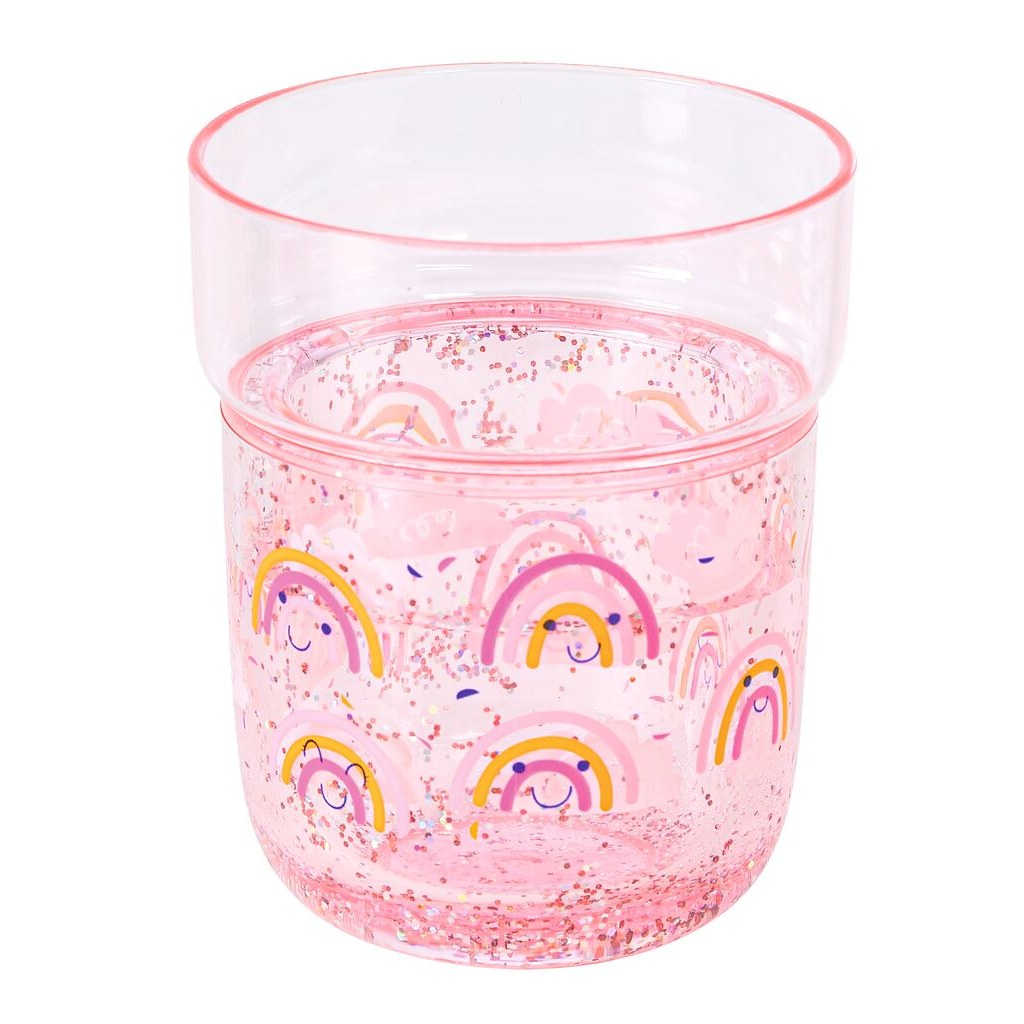Trinkbecher Glitzerzauber, Motiv Regenbogen